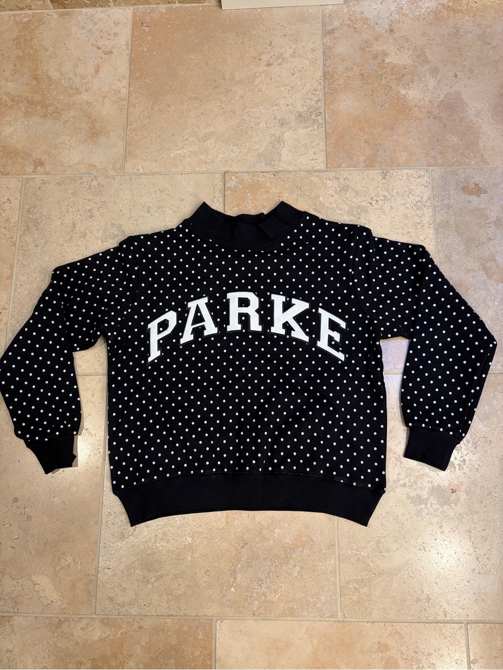 PARKE Varsity Mockneck Black and White Polka Dot